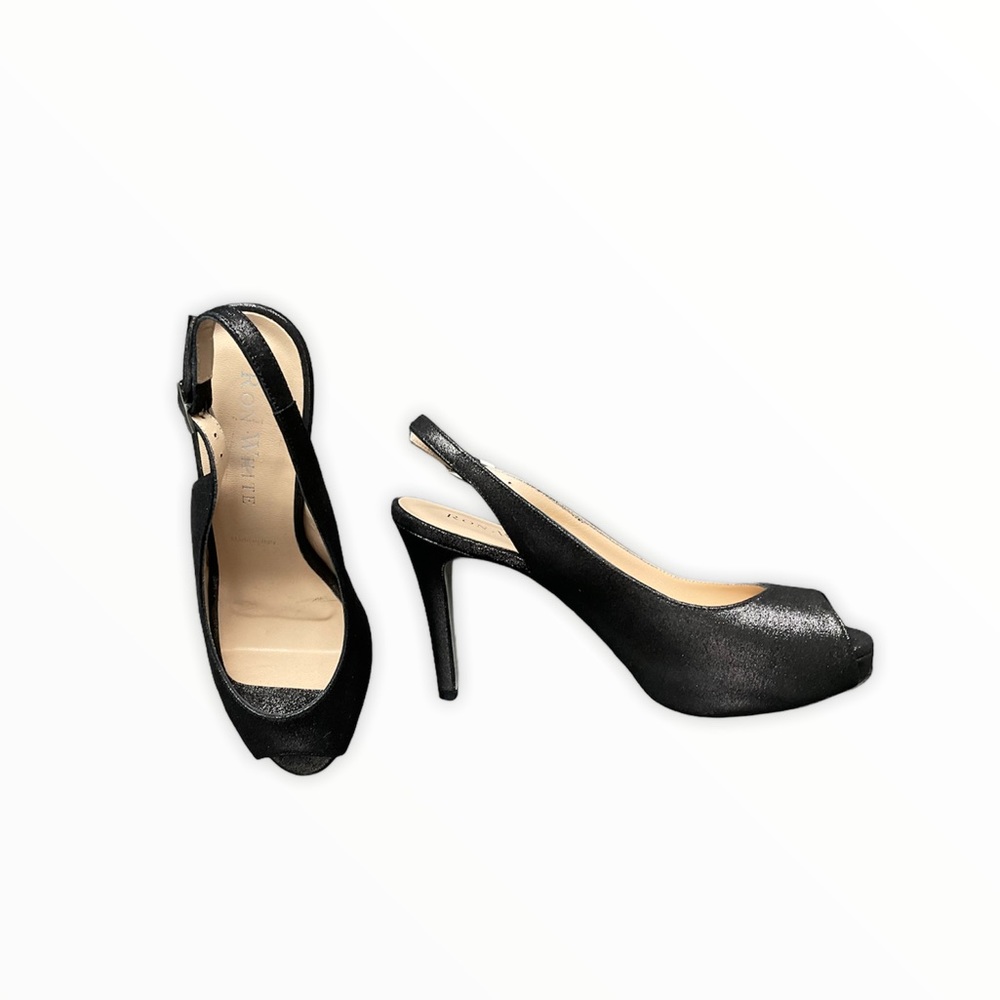 Ron White Shimmer Suede Sling Back Peep Toe Pump.
